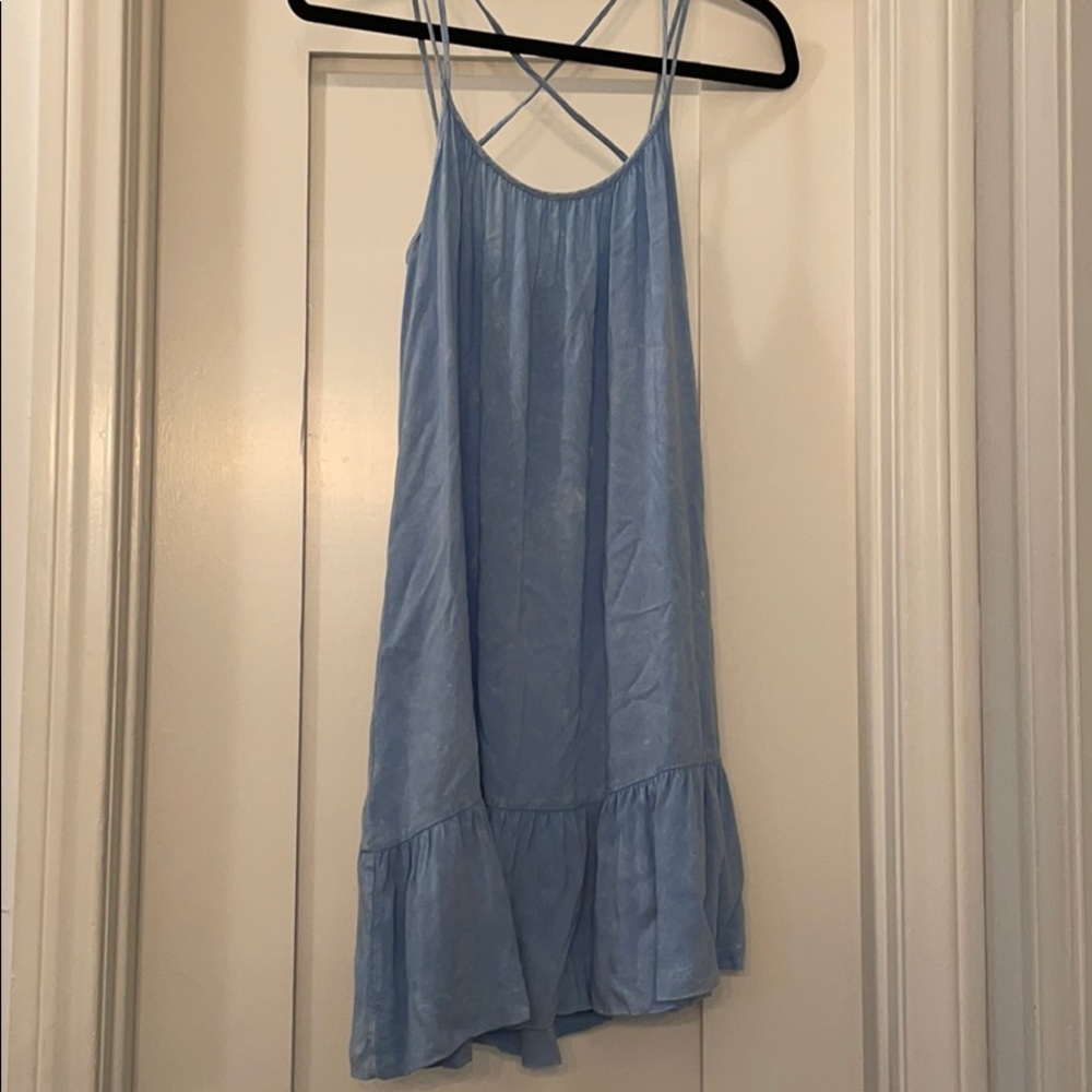 Acid wash Chambray a line ruffle dress